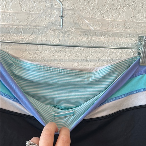 Lululemon Athletica Black and Blue Leggings with Striped Waistband - Picture 9 of 10